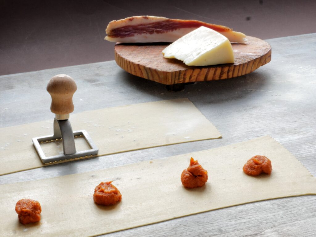 Raviolo all'amatriciana liquida 